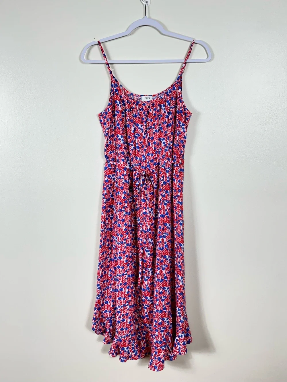 J Crew Floral Midi Dress Size 4 Ruffle Feminine Garden Party Coquette Wedding